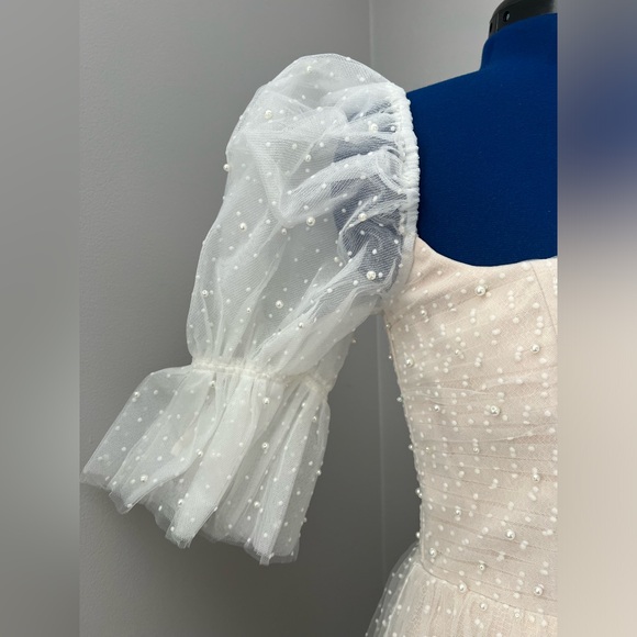 By Watters NWT Macaroon Bridal Bride Mini Dress with Pearls - Picture 9 of 14